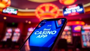 Discover the best Casino App with an engaging interface set in a lively casino environment.