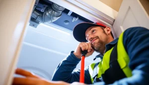 Professional performing dryer vent cleaning service in Salt Lake City, Utah for optimal home safety.