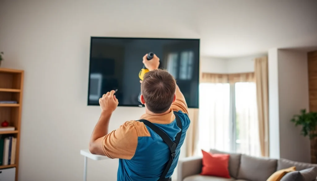 Expert TV mounting installation service that ensures secure wall placement and tidy cable management.