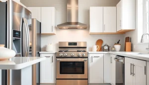 Explore affordable kitchen appliances with modern stainless steel finishes in a bright kitchen setting.