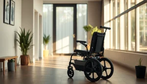 Electric wheelchair designed for smooth indoor mobility with ergonomic features and a stylish frame.