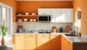 Showcasing affordable kitchen appliances in a modern kitchen with sleek design and vibrant colors.