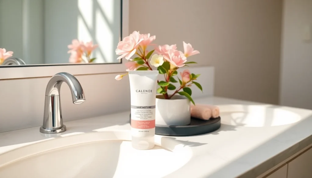 Nourish and hydrate your skin with a premium hand moisturiser displayed elegantly next to a plant.