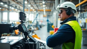 Conducting Industrial Hygiene Services with air quality monitoring equipment in a workplace setting.