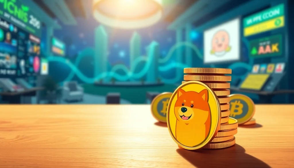 Explore iconic meme coins with vivid illustrations of Shiba Inu and PepeCoin, showcasing their value.