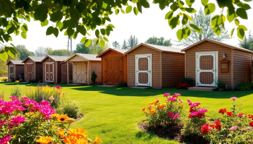 Explore custom storage sheds designed for ultimate efficiency and style in a landscaped backyard.