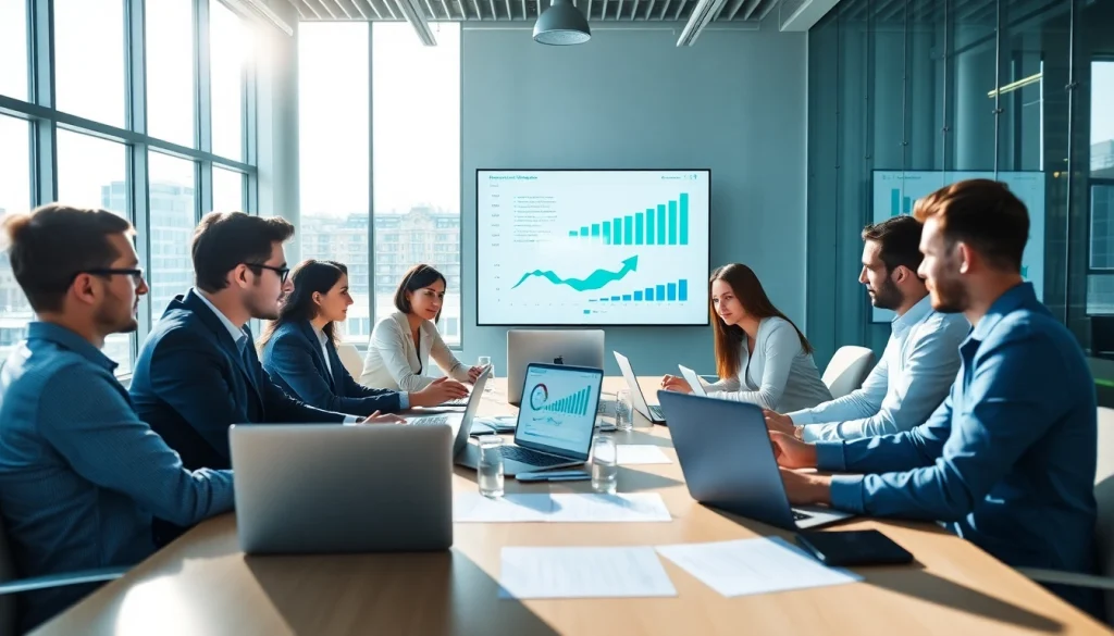 Collaborative team conducting competitor pricing research analysis in a professional setting.