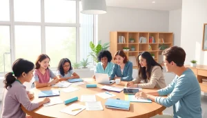 BTEC level 5 leadership management residential childcare answers showcase teamwork in a vibrant meeting environment.