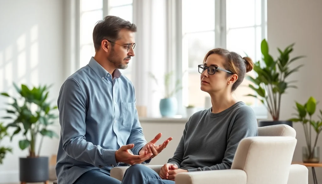 Helping individuals dealing with stress in a calming therapeutic setting with a professional therapist.
