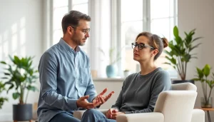 Helping individuals dealing with stress in a calming therapeutic setting with a professional therapist.
