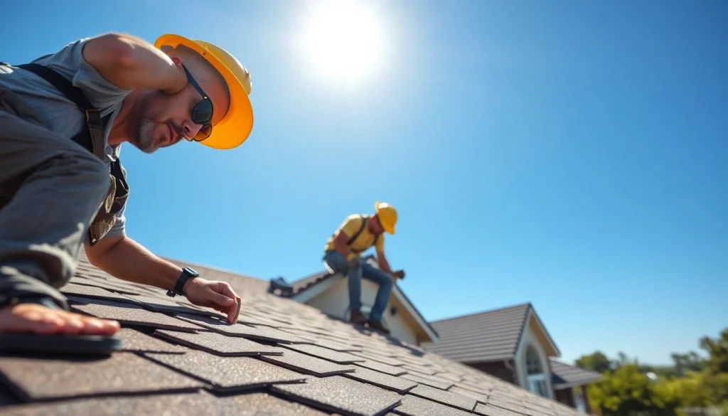 Licensed and insured roofers Austin installing quality roofing on a residential home.