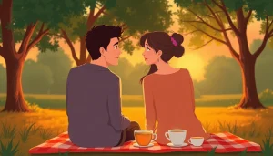 Couple communicating in relationships during a serene park setting, sharing heartfelt emotions.