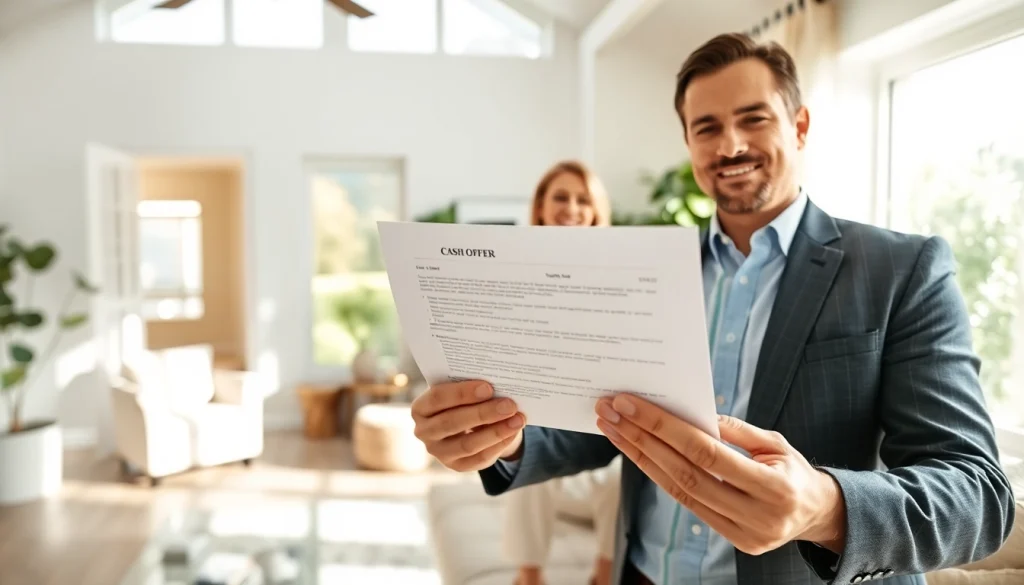 Sell my house fast okc in a welcoming environment with a real estate agent presenting a cash offer.