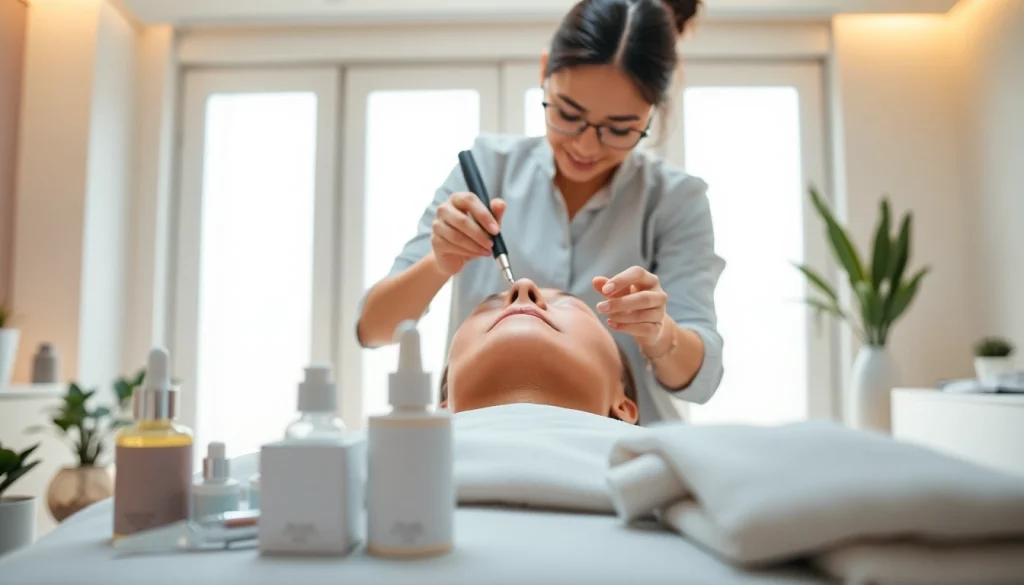 Enhancing aesthetics through skilled skincare treatment in a serene clinic.