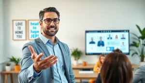 Engaging presenter delivering the Perfect Webinar Script to an enthusiastic audience.