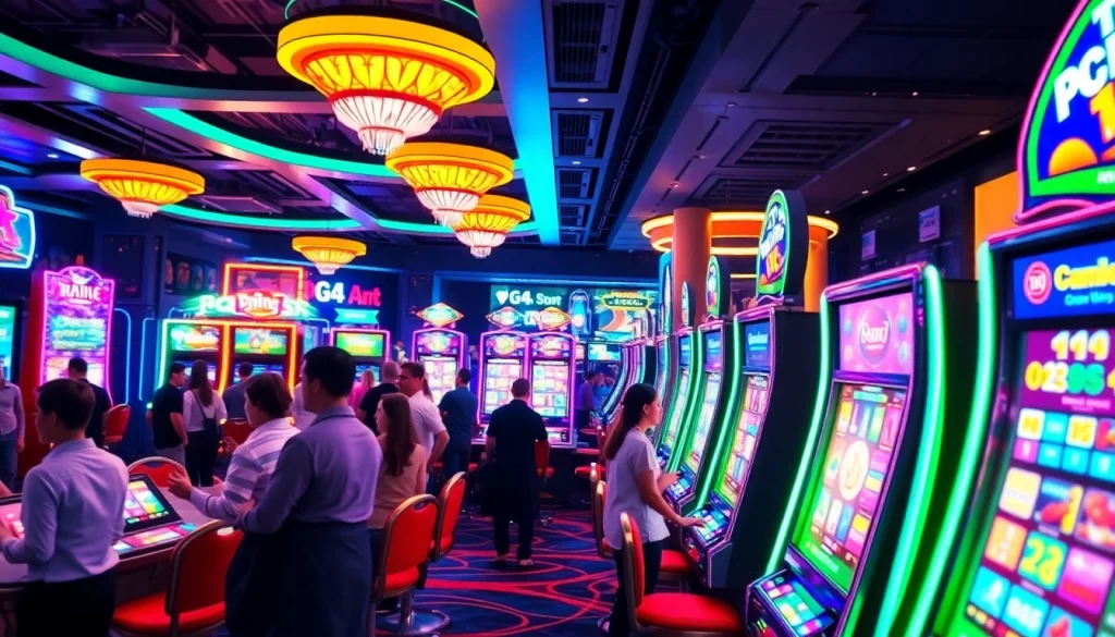 Players enjoying the vibrant slot machines at 슬롯버프 casino gaming setup.