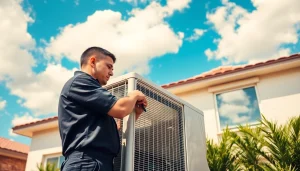 Expert AC repair Glendale AZ by a professional technician working on a critical HVAC unit.
