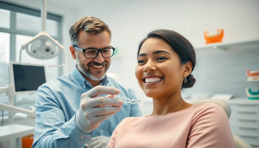 Consulting with orthodontic near me in a welcoming dental office environment.