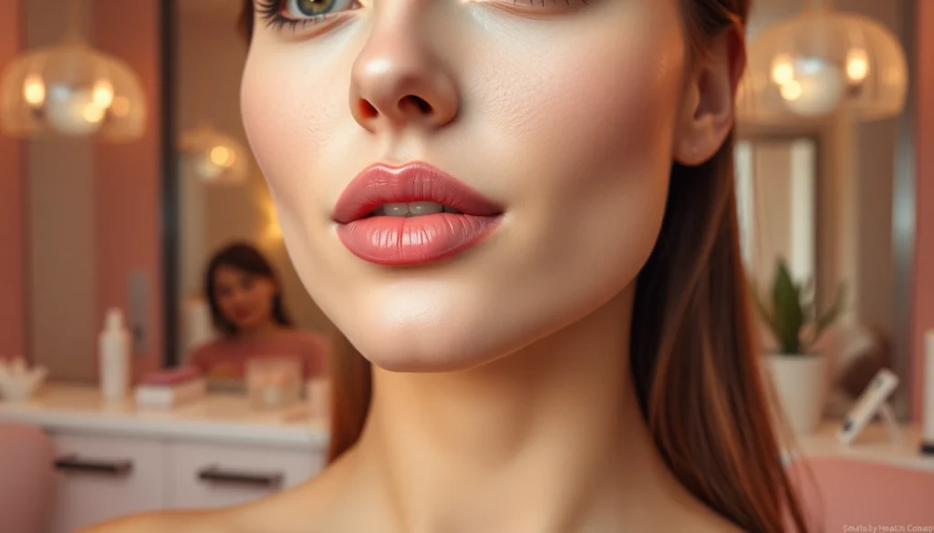 Lip enhancement procedure beautifully showcased on a model with smooth, radiant lips.