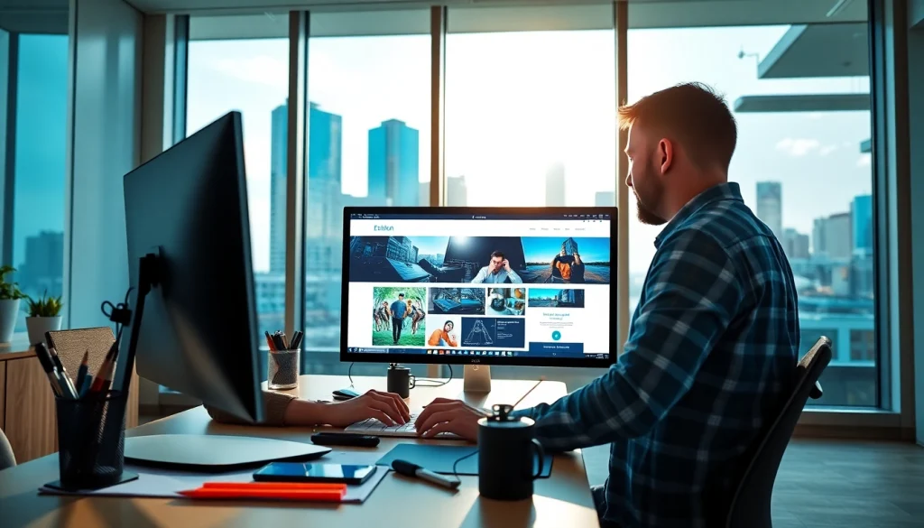 Engaging scene of edmonton web design process featuring a designer in a modern office.