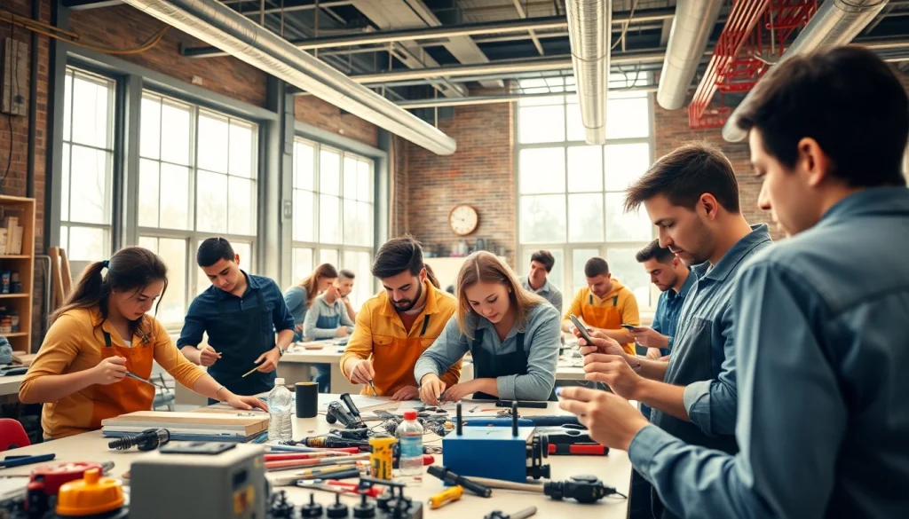 Students participating in hands-on training at a trade school in Tennessee, showcasing practical skills.