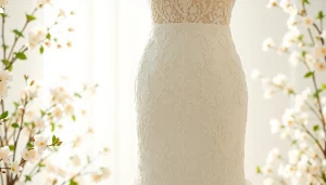 Stunning Mermaid Wedding Dresses accentuated with intricate lace details in a bridal display.
