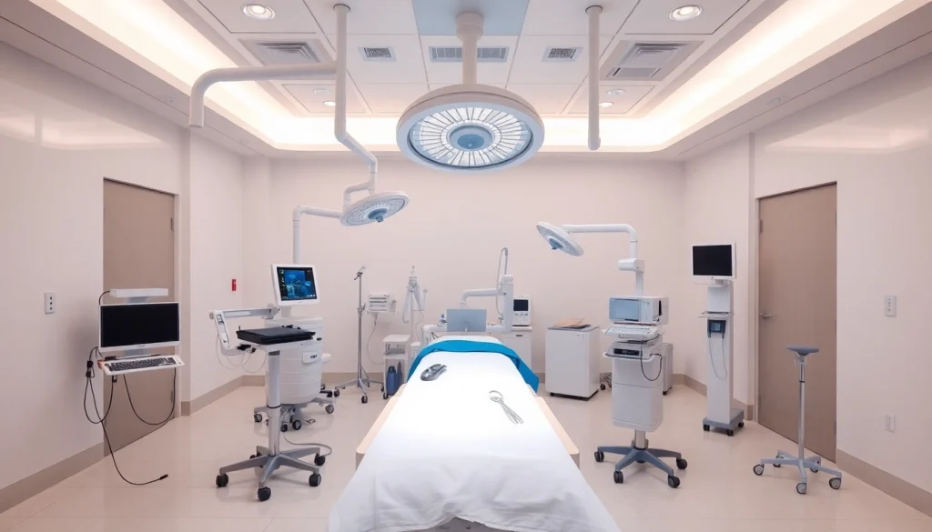 Plastische Chirurgie Braunschweig: Moderner OP-Raum mit chirurgischen Instrumenten und heller Beleuchtung.
