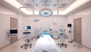 Plastische Chirurgie Braunschweig: Moderner OP-Raum mit chirurgischen Instrumenten und heller Beleuchtung.