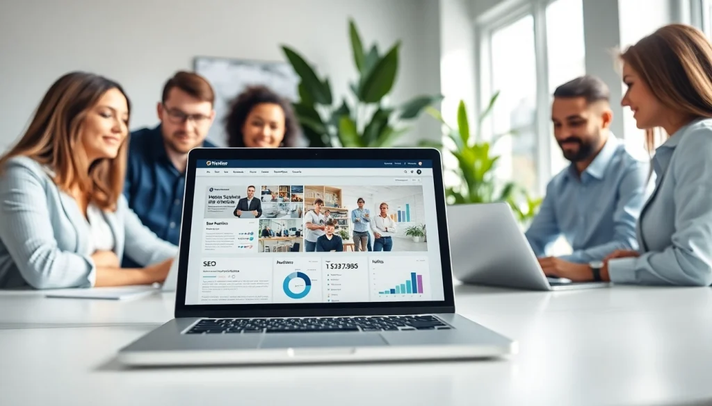Team collaboration in seo and web design companies' workspace with modern digital tools.