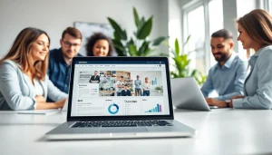 Team collaboration in seo and web design companies' workspace with modern digital tools.