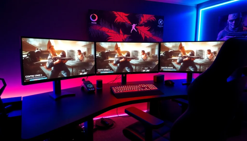 RevUnity MemeSense enhancing gameplay on a high-tech gaming setup with vibrant monitors.