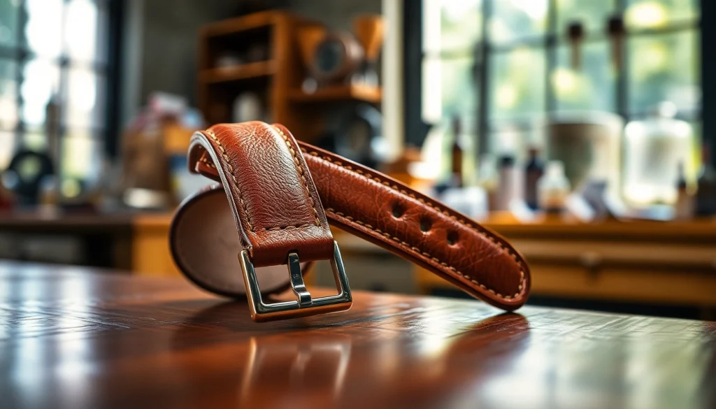 Stylish 18mm leather watch strap highlighted with elegant details for discerning buyers.