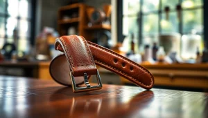 Stylish 18mm leather watch strap highlighted with elegant details for discerning buyers.