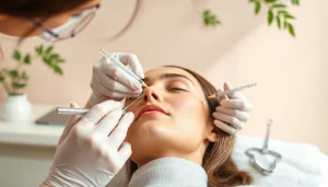 Enhancing facial balancing with fillers professionally applied in a tranquil spa setting.