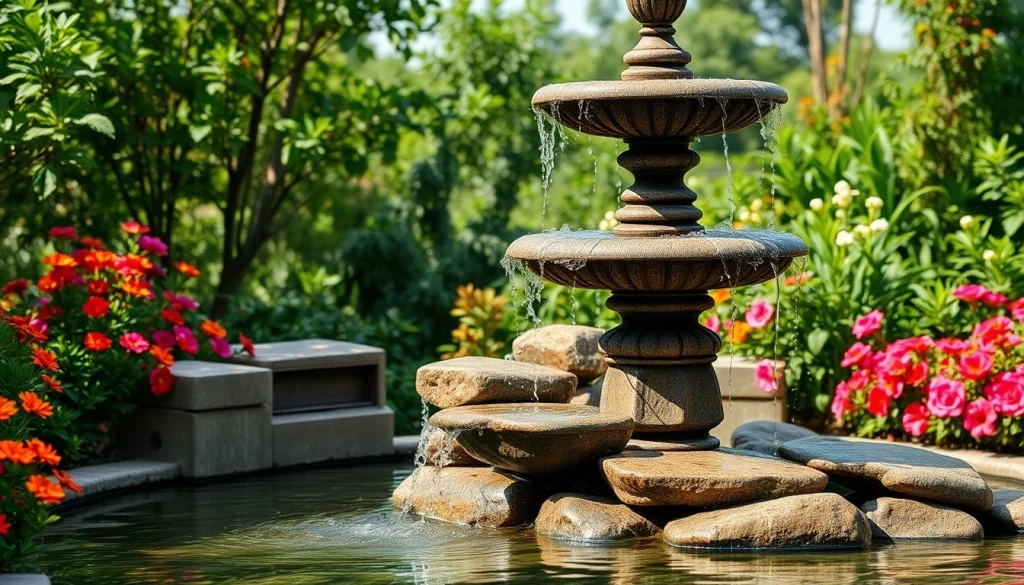 Embellir un espace extérieur avec une décoration de fontaine charmante et apaisante.