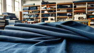 Showcase of jeans fabric manufacturers highlighting diverse textures and colors