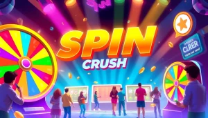 Spin Crush showcases vibrant spinning wheels with exciting graphics, engaging players in thrilling gameplay.