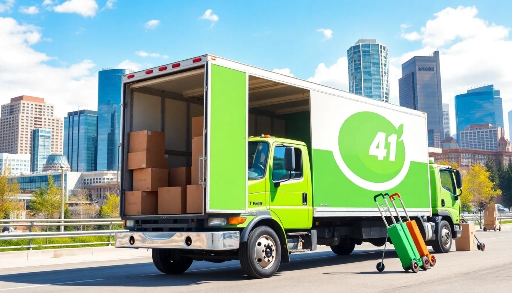 Movers Calgary showcasing a professional moving truck in a vibrant city setting.