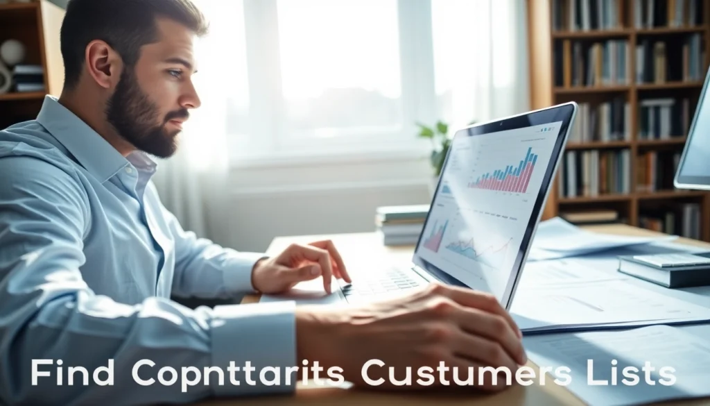 Analyze and find competitor customer list with a business analyst reviewing data charts.