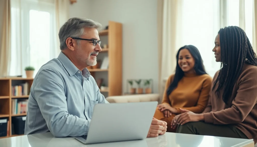 Empathetic relationship coach guiding a couple towards healthy communication.