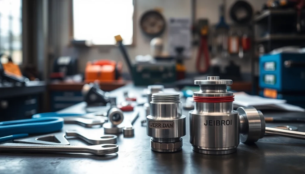 Inspect Jerr Dan Parts in a mechanic workshop highlighting tools and details.