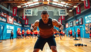Engaging scene depicting sports abc athlete training with fans cheering in the background.