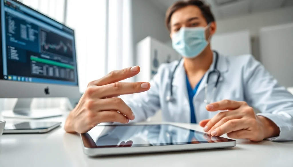 Reviewing top eprescribing solutions in a modern clinic setting with advanced technology.