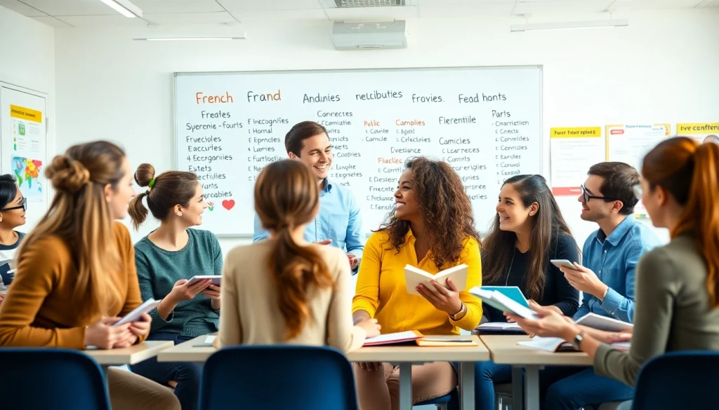 Students mastering French in an engaging classroom environment, showcasing diverse learning.