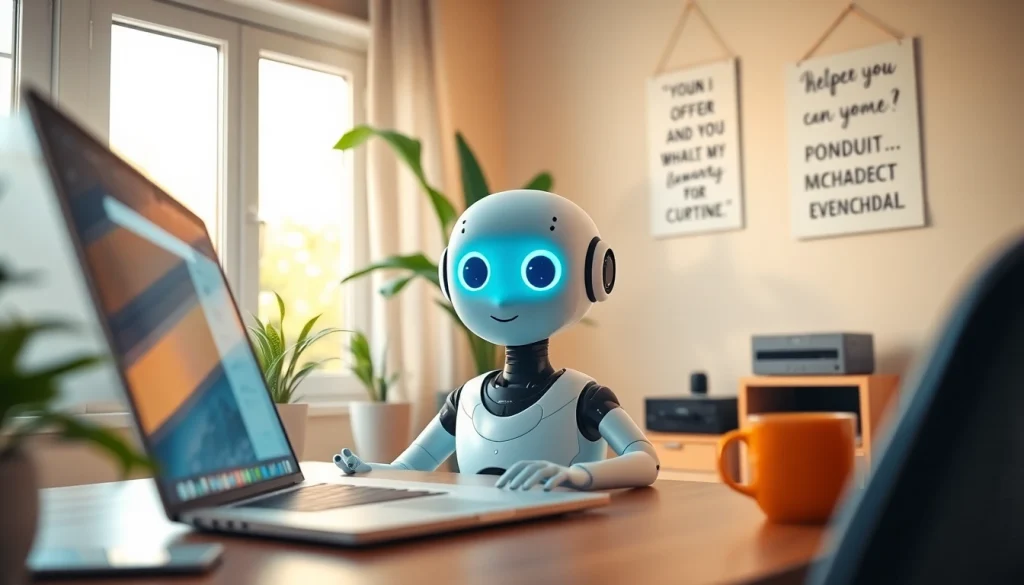 Engage with an AI companion unlimited in a cozy, tech-inspired home office environment.