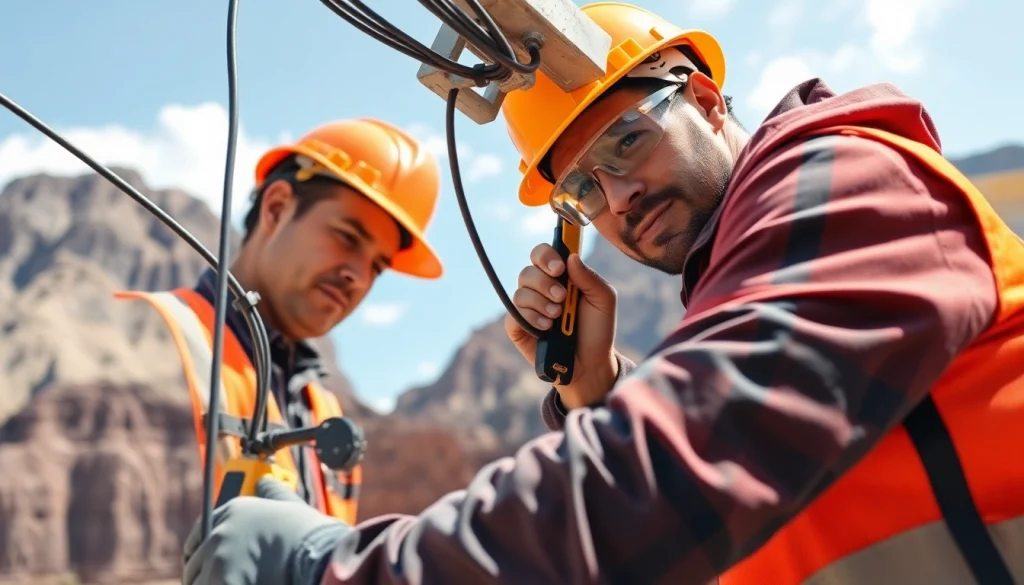 Electrician apprenticeship Hawaii: Young apprentice installing electrical wiring in bright sunlight.