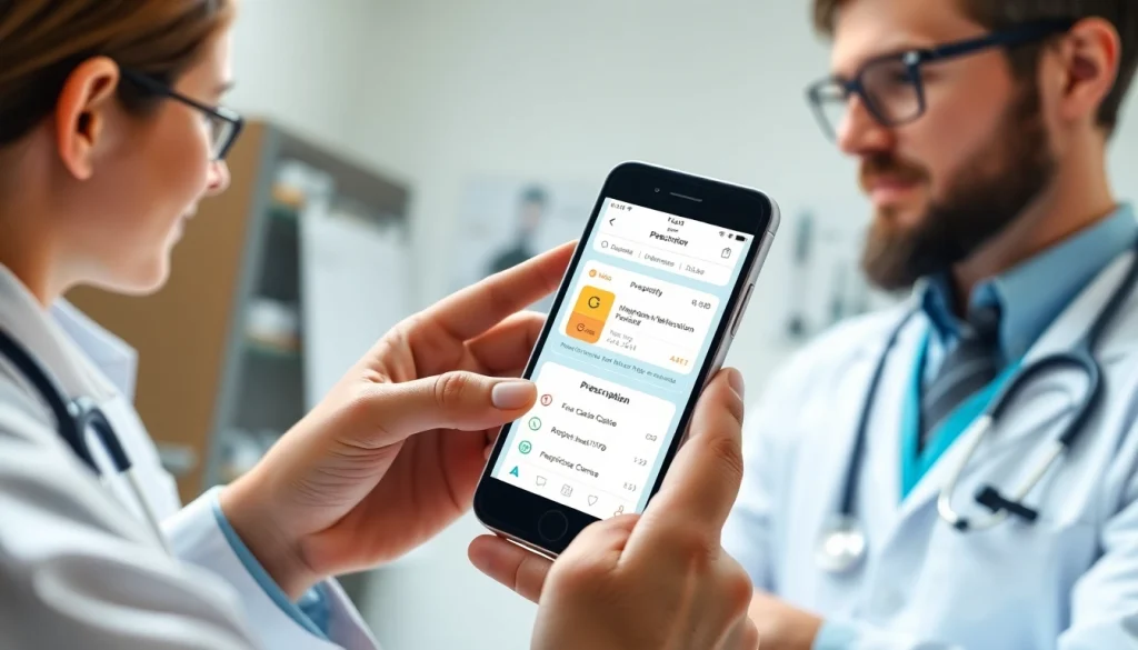 Explore top rated prescription applications featured on a smartphone in a clinical environment.